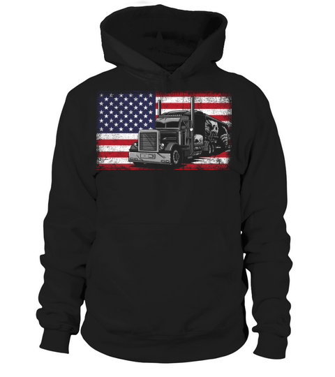 American Flag Truck 4th of July for Trucker Driver Hoodie Unisex