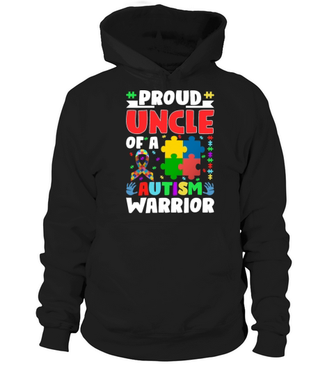 Autistic Ribbon Puzzle Uncle of Autism Awareness W Hoodie Unisex