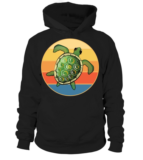 Cute Turtle Vintage Retro Sunset Marine Animal Hoodie Unisex