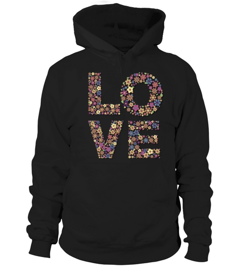 Love colorful retro groovy floral letters typogra Hoodie Unisex