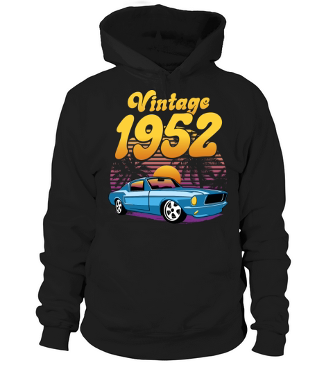 Retro Sunset With Car Vintage 70th Birthday Hoodie Unisex