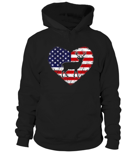 Vintage Deer Animal Lover American Flag Valentine Hoodie Unisex