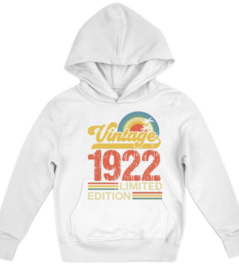 1922 Vintage Born 1922 Retro Birthday Gifts For Me Kids Hoodie
