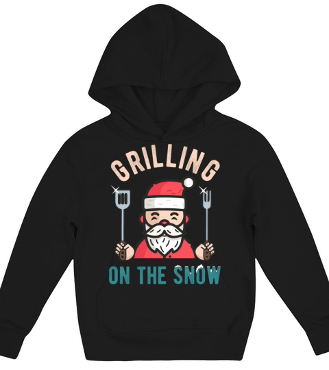 Christmas Grilling On The Snow Vintage Santa and B Kids Hoodie