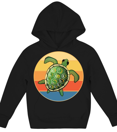 Cute Turtle Vintage Retro Sunset Marine Animal Kids Hoodie