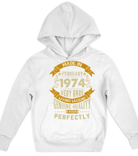 February 1974 Vintage Birthday Present Kids Hoodie