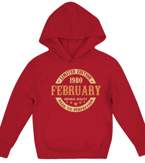 February 1980 Vintage Birthday Present Kids Hoodie