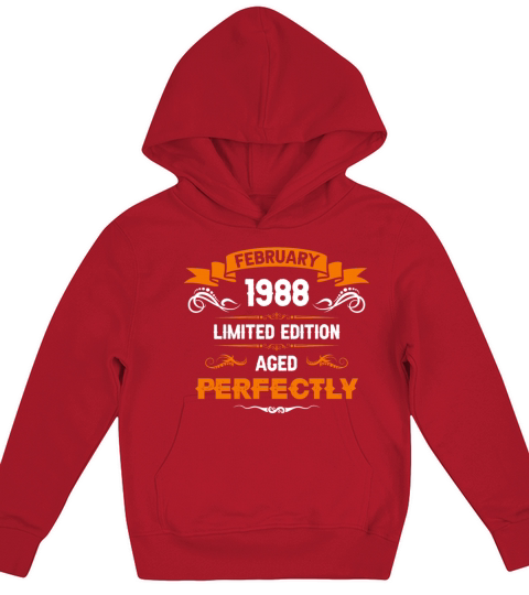February 1988 Vintage Birthday Present Kids Hoodie
