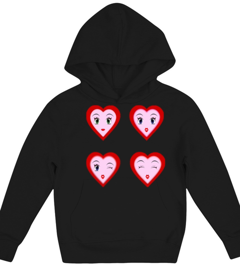 Happy Valentine Day Heart Faces893 Kids Hoodie