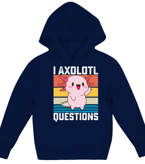 I Axolotl Questions Funny Retro Vintage Kids Hoodie
