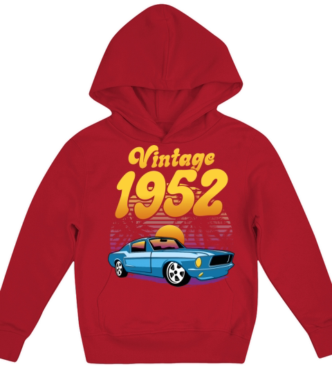 Retro Sunset With Car Vintage 70th Birthday Kids Hoodie