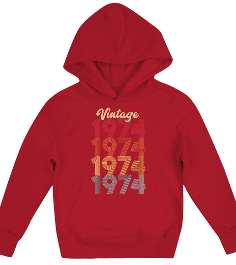 Vintage 1974 Made In 1974 48th Birthday Gift Kids Hoodie