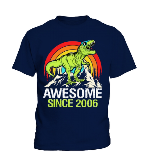 Awesome Since 2006 Dinosaur 17th Birthday Gift Kids T-Shirt