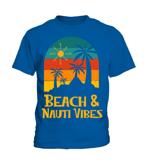 Beach and Nauti Vibes Summer Sayings Tropical Kids T-Shirt