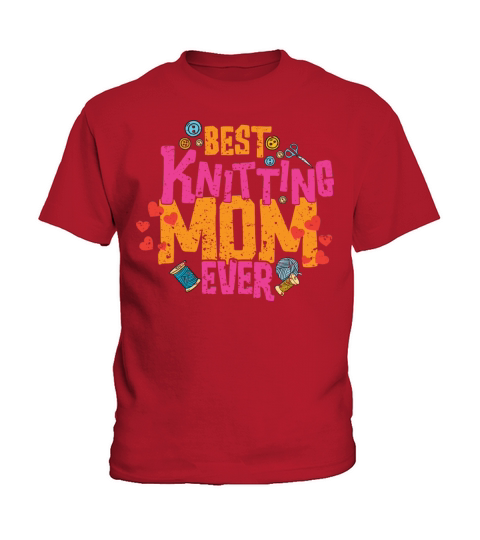 Best knitting mom ever pink and blue retro vintag Kids T-Shirt