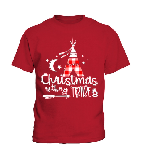 Christmas With My Tribe Red Plaid Family Matching Kids T-Shirt