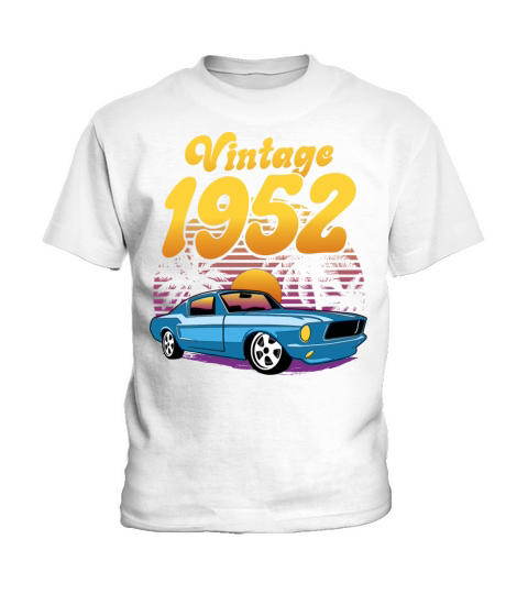 Retro Sunset With Car Vintage 70th Birthday Kids T-Shirt