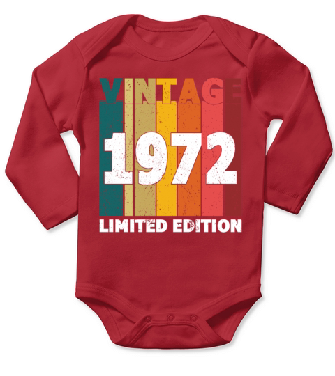 50th Birthday Vintage 1972 Limited Edition Long Sleeve Baby One-Piece