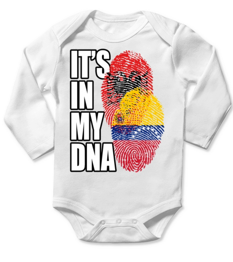 Albanian And Venezuelan Mix Heritage DNA Flag Long Sleeve Baby One-Piece