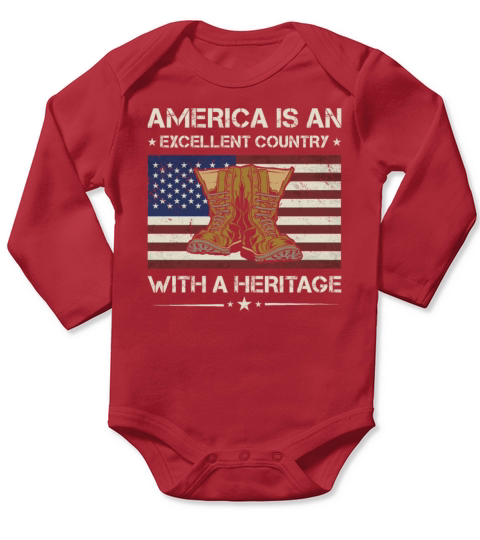 America Is Excellent Country With Heritage Veteran Long Sleeve Baby One-Piece