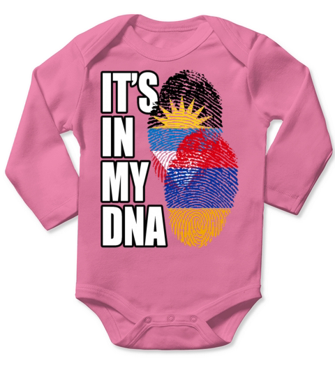 Armenian And Antiguan Mix Heritage DNA Flag Long Sleeve Baby One-Piece