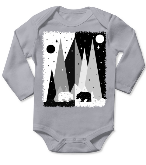 Bear In The Mountains Long Sleeve Baby One-Piece