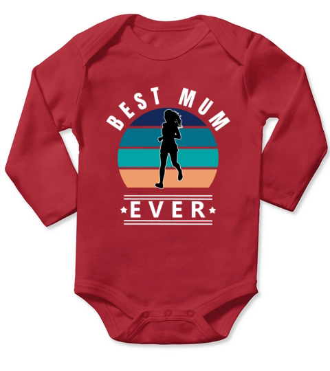 Best Mum Ever Jogging Vintage Sunset Long Sleeve Baby One-Piece
