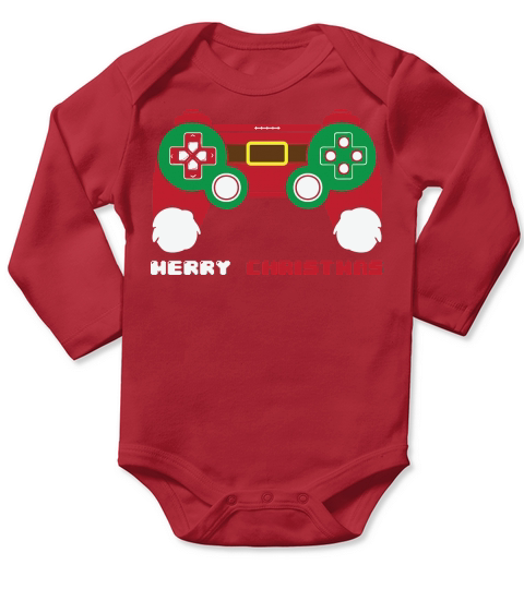 Christmas Gamer Game Controller Merry Christmas Long Sleeve Baby One-Piece
