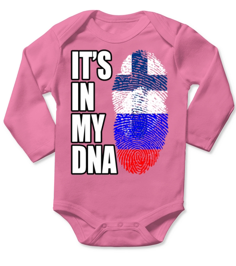 Finland And Russian Mix Heritage DNA Flag Long Sleeve Baby One-Piece