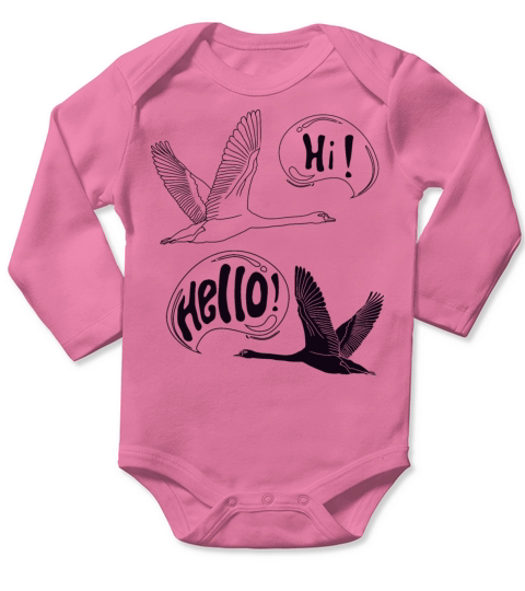 geese on the migration journey greet each other Long Sleeve Baby One-Piece