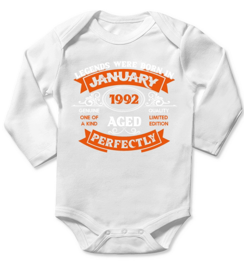 Legends Were Born In January 1992 Birthday Gift Long Sleeve Baby One-Piece