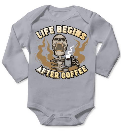 Life Begins After Coffee Long Sleeve Baby One-Piece
