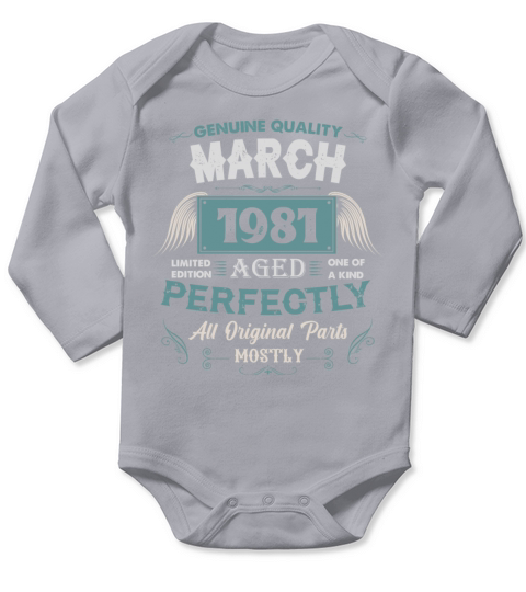 March 1981 Vintage Birthday Present Long Sleeve Baby One-Piece