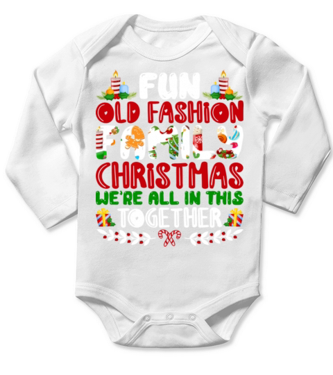 Old Fashion Family Christmas Ugly Sweater Long Sleeve Baby One-Piece