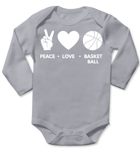 Peace Love Basketball Long Sleeve Baby One-Piece