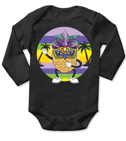 Pineapple Mardi Gras New Orleans Louisiana Long Sleeve Baby One-Piece