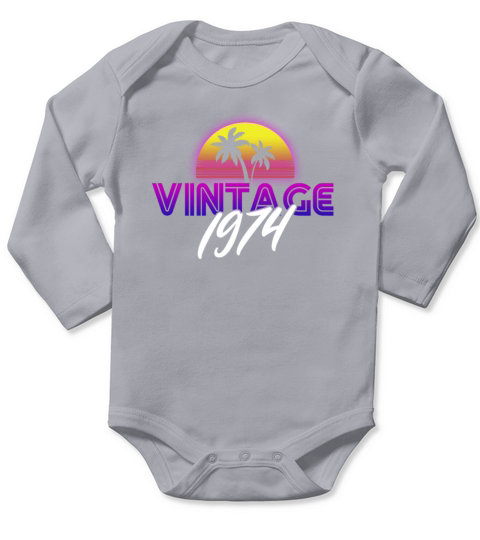 Retrowave Vintage 1974 Birthday Gift Idea Long Sleeve Baby One-Piece