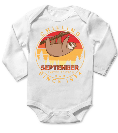 Vintage 1974 September Vintage Gift Idea Long Sleeve Baby One-Piece