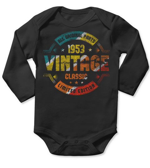 Vintage 70 Birthday Decorations Men 70th BDay 1953 Long Sleeve Baby One-Piece