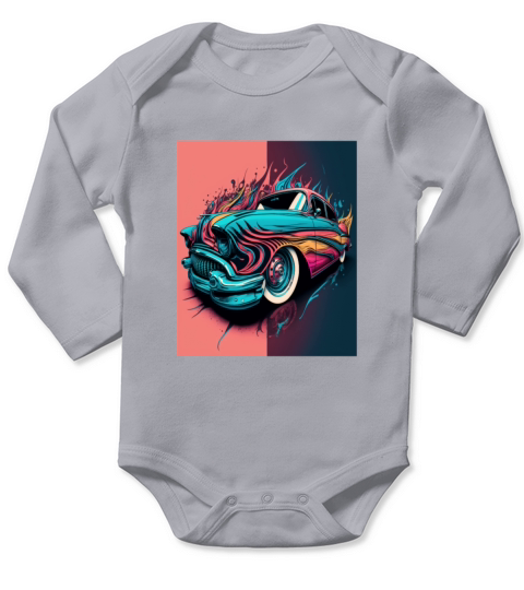 Vintage Sports Car Lovers Retro Pop Art Sports Car Long Sleeve Baby One-Piece