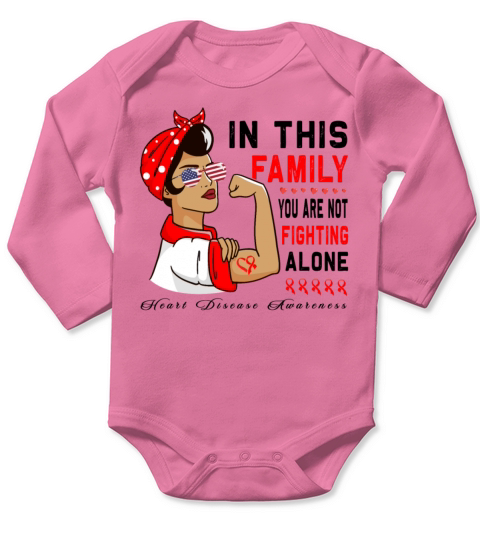 Wear Red Ribbon Heart Disease Awareness Long Sleeve Baby One-Piece