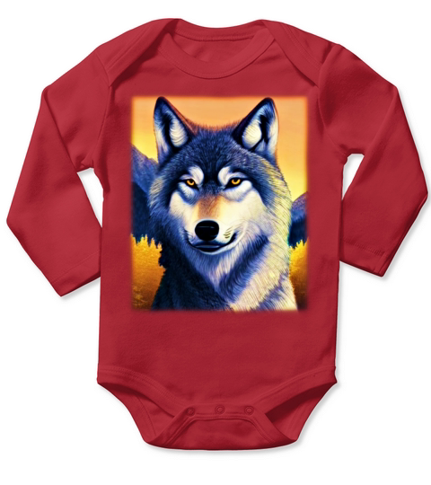 Wolf artwork design predator face imprint Long Sleeve Baby One-Piece