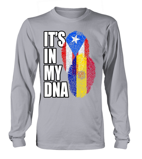 Andorran And Puerto Rican Mix Heritage DNA Flag Long sleeved Unisex