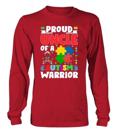 Autistic Ribbon Puzzle Uncle of Autism Awareness W Long sleeved Unisex