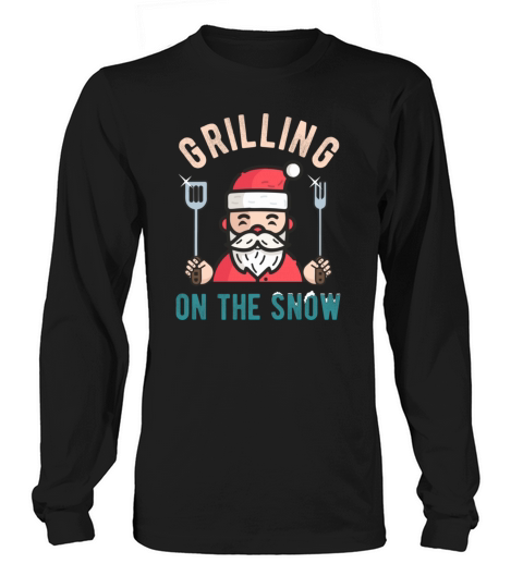 Christmas Grilling On The Snow Vintage Santa and B Long sleeved Unisex