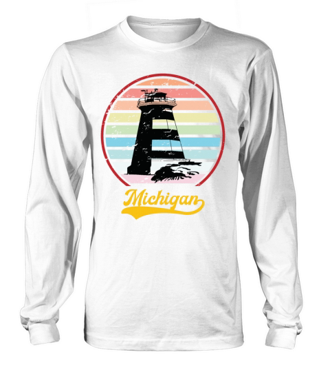 Retro Michigan Vintage Lighthouse MI State Pride Long sleeved Unisex