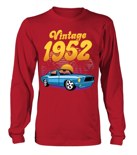 Retro Sunset With Car Vintage 70th Birthday Long sleeved Unisex