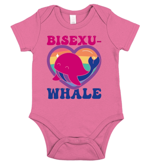 Bisexu-Whale Kawaii Whale Bisexual Pride Flag Short Sleeve Baby One-Piece