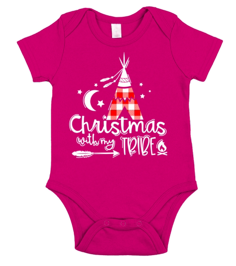Christmas With My Tribe Red Plaid Family Matching Short Sleeve Baby One-Piece