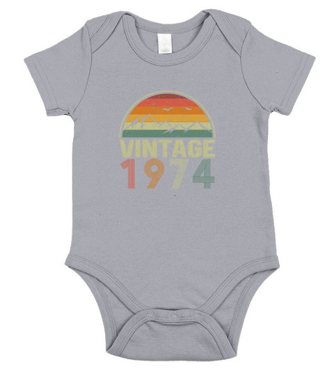 Classic Vintage 1974 Birthday Gift Idea Short Sleeve Baby One-Piece
